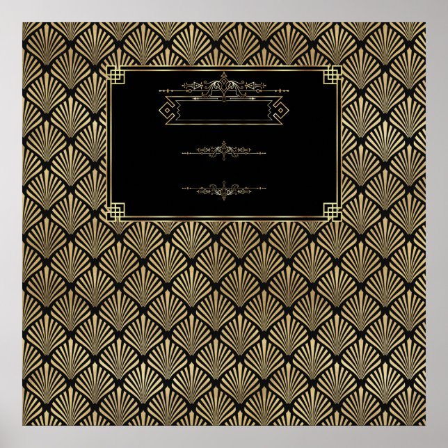 Glam Gold Black Art Deco Poster (Front)