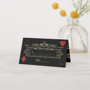 Glam Gold Black Gatsby Style Roaring 20s Wedding Place Card