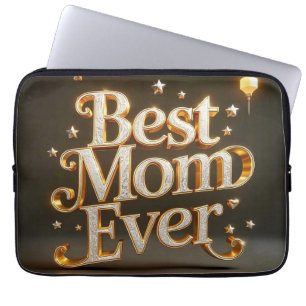 Glam Gold Bling Best Mom Ever  Laptop Sleeve