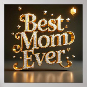 Glam Gold Bling Best Mom Ever  Poster