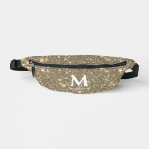 Glam Gold Bling Shimmer Glitter Initial Monogram Fanny Pack