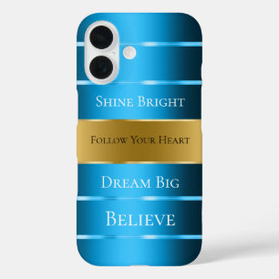 Glam Gold Blue Ribbon iPhone 16 Case
