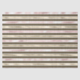 Glam Gold Blush Pink Brown Stripes Tissue Paper