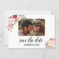Glam Gold Blush Pink Floral Photo Save The Date