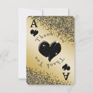 Glam Gold Casino Ace of Hearts Thank You Card