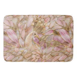 Glam Gold Chic Pink Peacock Bath Mat
