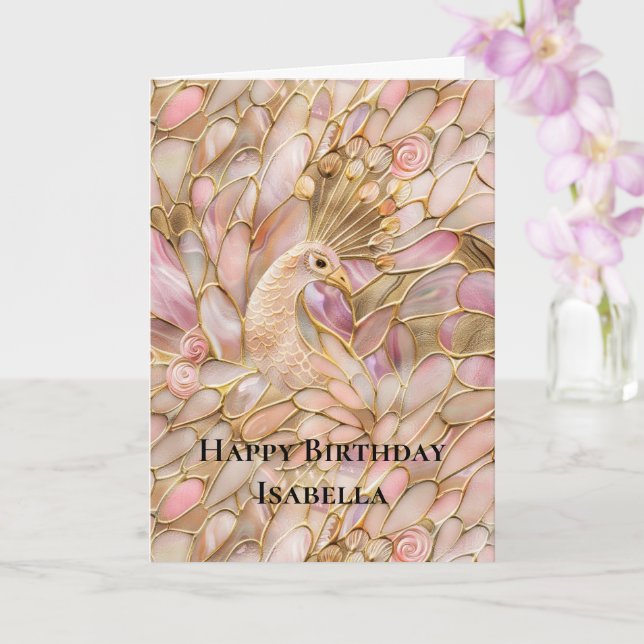 Glam Gold Chic Pink Peacock Card (Orchid)