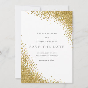 Glam Gold Confetti Dots Save the Date Card