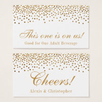 Glam Gold Confetti Dots Wedding Drink Tickets