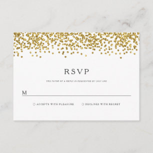 Glam Gold Confetti Dots Wedding RSVP card