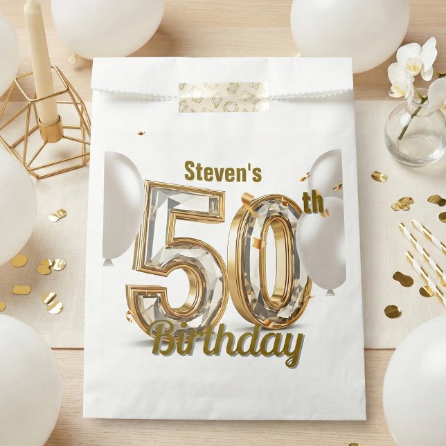 Glam Gold Diamond 50th Birthday Party Favour Bag (Creator Uploaded)