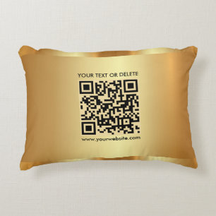 Glam Gold Elegant Template Custom QR Code Text Accent Pillow