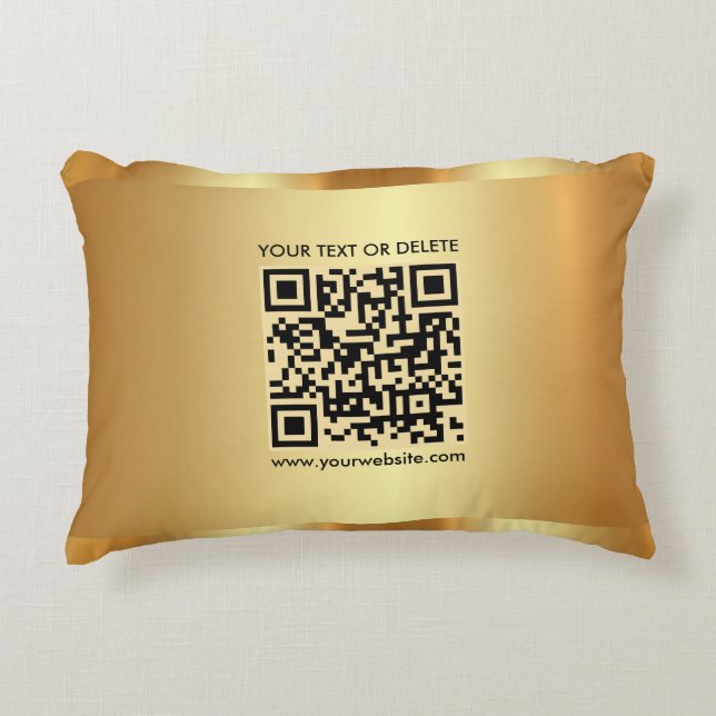 Glam Gold Elegant Template Custom QR Code Text Accent Pillow (Front)