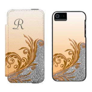 Glam Gold Flourish Monogram iPhone 6 Wallet Case Incipio Watson™ iPhone 5 Wallet Case