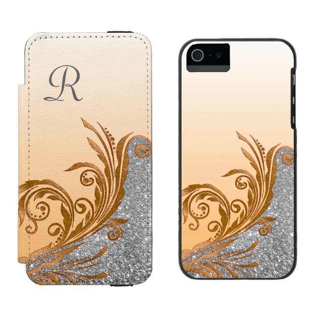 Glam Gold Flourish Monogram iPhone 6 Wallet Case Incipio iPhone Wallet Case (Side by Side)