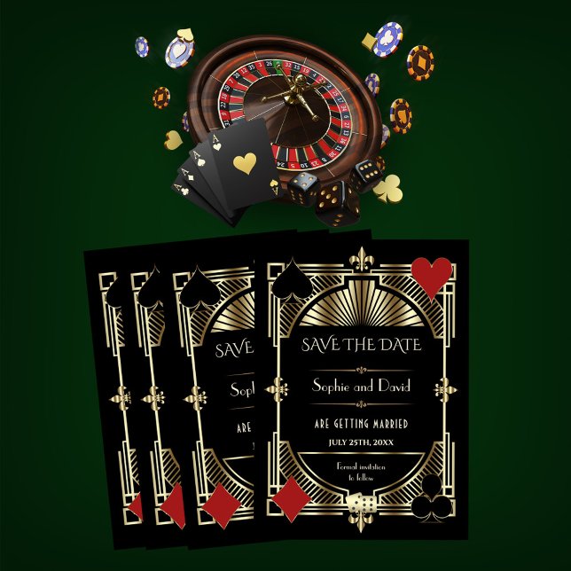 Glam Gold Gatsby Roaring 20s Wedding Save the Date Invitation (Creator Uploaded)