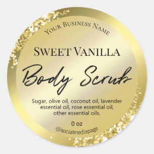 Glam Gold Glitter And Foil Body Scrub Labels