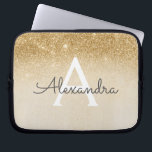 Glam Gold Glitter and Sparkle Chic Monogrammed Laptop Sleeve<br><div class="desc">Gold Ombre Faux Glitter and Sparkle Modern and Elegant Monogram Case. This case can be customized to include your initial and first name.</div>