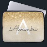 Glam Gold Glitter and Sparkle Chic Monogrammed Laptop Sleeve<br><div class="desc">Gold Ombre Faux Glitter and Sparkle Modern and Elegant Monogram Case. This case can be customized to include your initial and first name.</div>