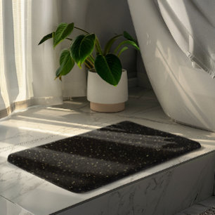 Glam gold glitter and sparkles on black image bath mat