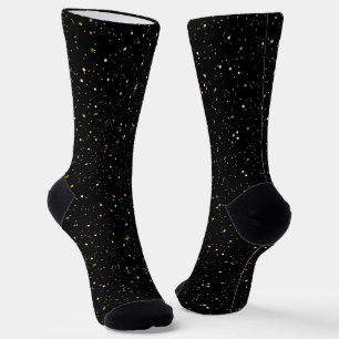 Glam gold glitter and sparkles on black image socks