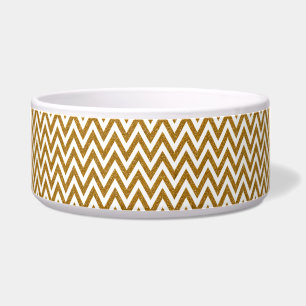 Glam gold glitter and white chevron stripes