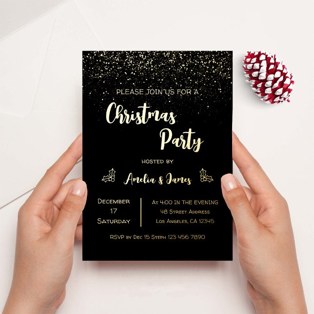 Glam Gold Glitter Christmas Black Party (Creator Uploaded)