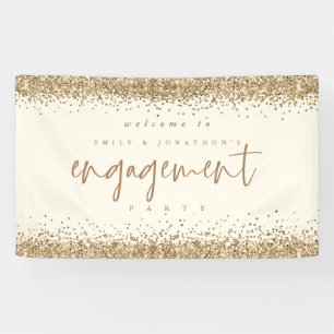Glam Gold Glitter Cream Welcome Engagement Party Banner