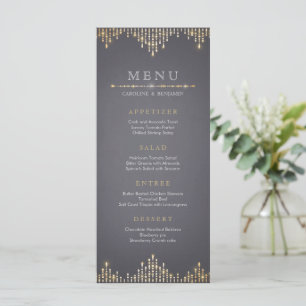 Glam gold glitter deco vintage wedding menu