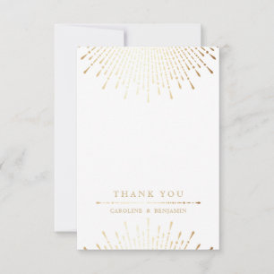 Glam gold glitter deco vintage wedding thank you card