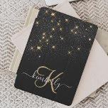 Glam Gold Glitter Diamond Sparkle Elegant Monogram iPad Air Cover<br><div class="desc">Create your own personalized black and gold diamond sparkle iPad cover with your custom monogram and name.</div>