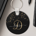 Glam Gold Glitter Diamond Sparkle Elegant Monogram Keychain<br><div class="desc">Create your own personalized black and gold diamond sparkle keychains with your custom monogram and name.</div>