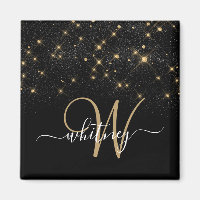 Glam Gold Glitter Diamond Sparkle Elegant Monogram