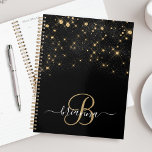 Glam Gold Glitter Diamond Sparkle Elegant Monogram Planner<br><div class="desc">Create your own personalized black and gold diamond sparkle planner with your custom monogram and name.</div>