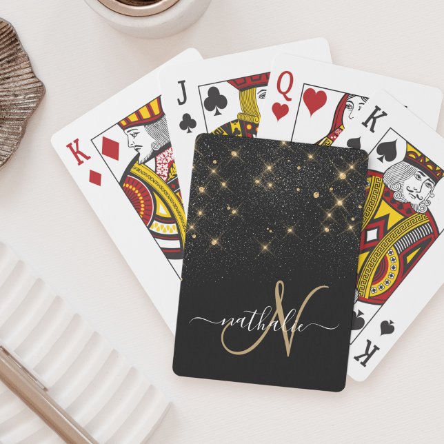 Glam Gold Glitter Diamond Sparkle Elegant Monogram Playing Cards (Creator Uploaded)