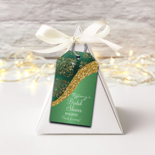 Glam Gold Glitter Green Metallic Bridal Gift Tags
