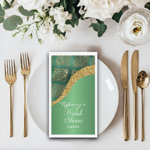 Glam Gold Glitter Green Metallic Bridal Napkin