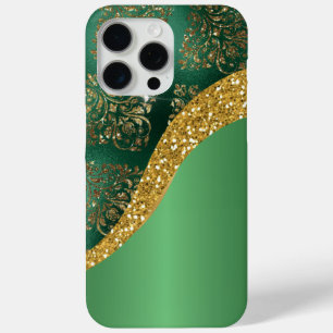 Glam Gold Glitter Green Metallic iPhone 15 Pro Max Case