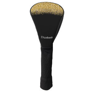 Glam Gold Glitter Jewelled Personalized Golf Head Cover