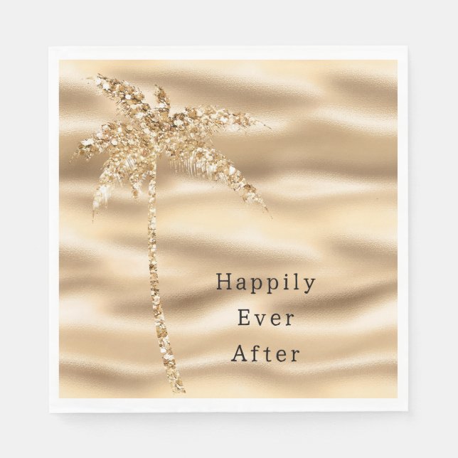 Glam Gold Glitter Palm Tree Napkin (Front)