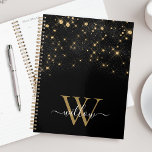 Glam Gold Glitter Sparkling Elegant Luxe Monogram Planner<br><div class="desc">Create your own personalized black and gold diamond sparkle planner with your custom monogram and name.</div>