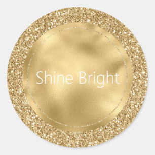 Glam Gold Glitzy Glitter  Classic Round Sticker