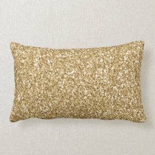 Glam Gold Glitzy Glitter Lumbar Pillow