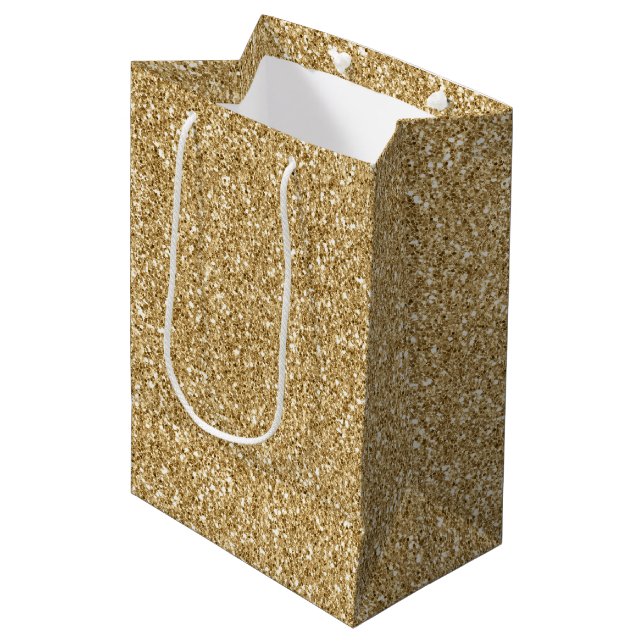 Glam Gold Glitzy Glitter     Medium Gift Bag (Front Angled)