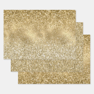Glam Gold Glitzy Sparkle Glitter    Wrapping Paper Sheet