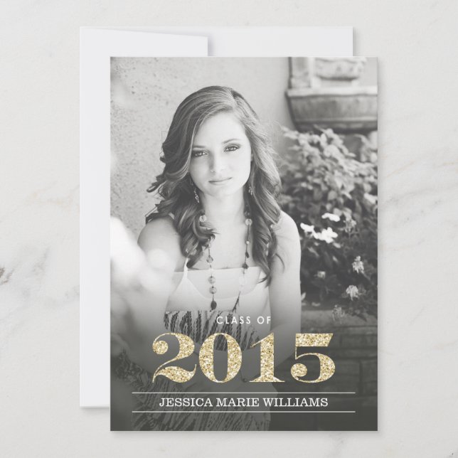 Glam Gold Graduation Invitations (Front)