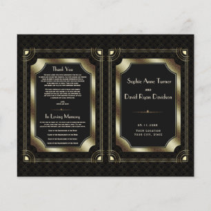 Glam Gold Great Gatsby Art Déco Wedding Programme