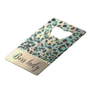 Glam Gold Leopard Boss Lady Credit Card Bottle Opener