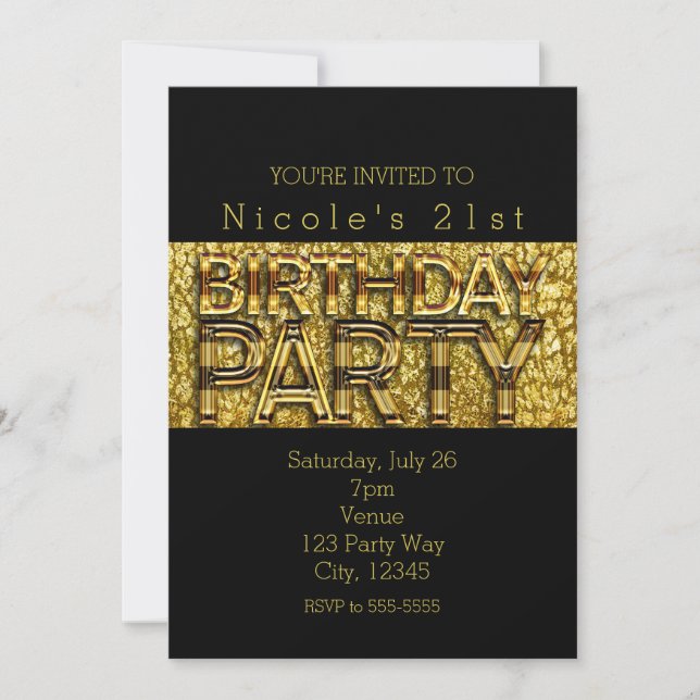 Glam Gold Leopard Chic Anniversaire Invitations (Devant)