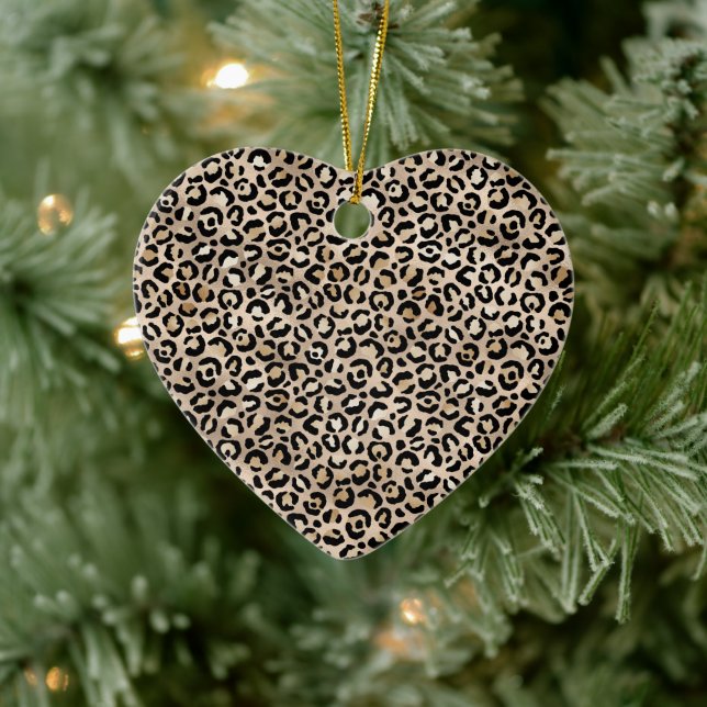 Glam Gold Leopard Print Ceramic Ornament (Tree)